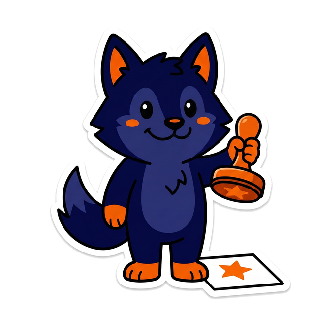 Billora wolf stamping a document